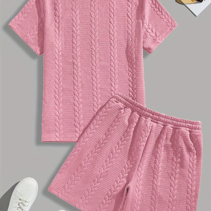 Camiseta de manga curta e shorts com cordão - Marrom, Conjunto de verão